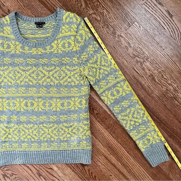 Theory Tommy P Fair Isle Chunky Wool Sweater - Gray / Yellow (Size M) - Picture 10 of 10